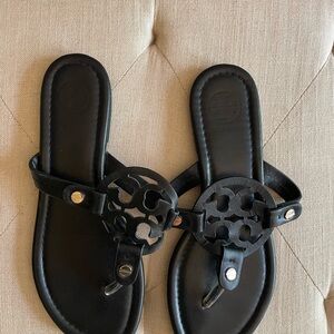 Black Leather Women's Sandals Tory Burch
